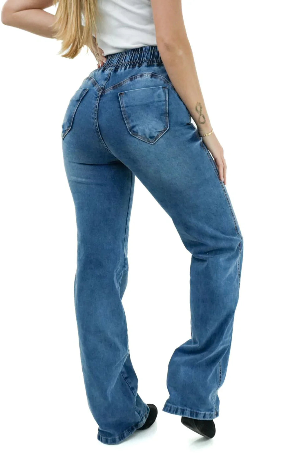 CALÇA JEANS FEMININA - WIDE LEG CINTURA ELÁSTICA MALDIVAS