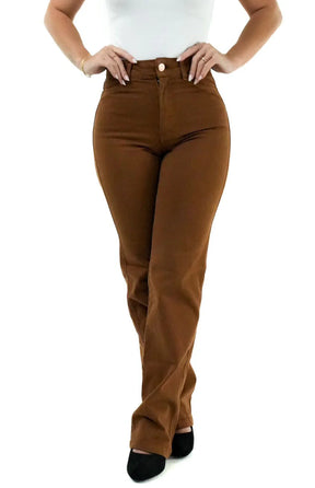 CALÇA JEANS FEMININA - RETA MARROM