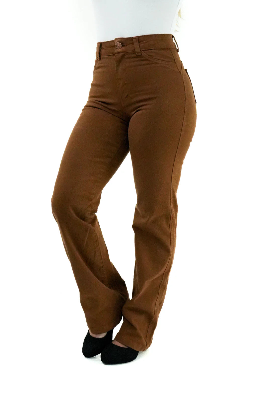 CALÇA JEANS FEMININA - RETA MARROM