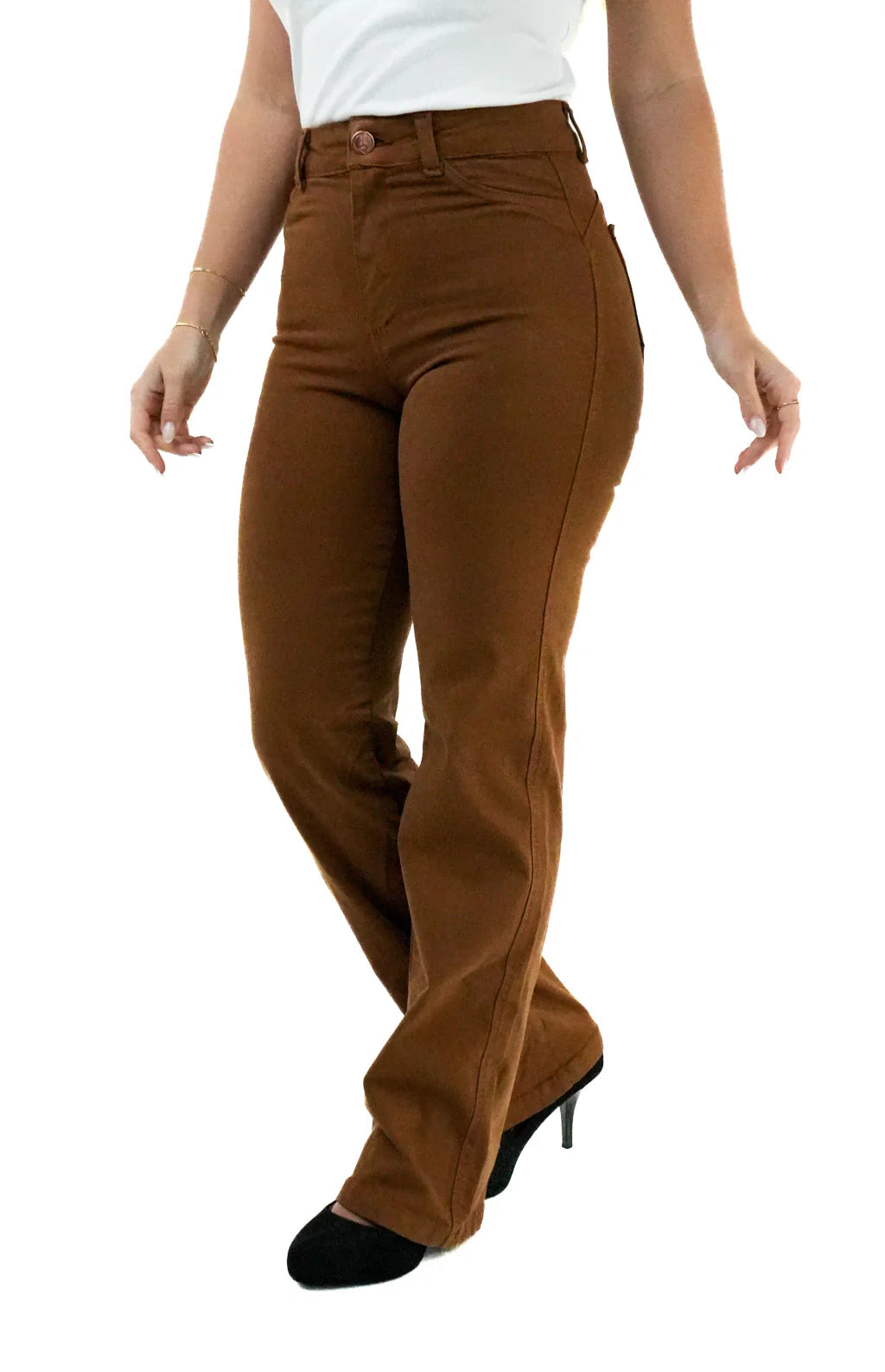 CALÇA JEANS FEMININA - RETA MARROM