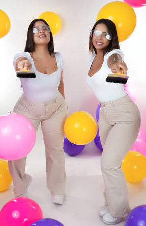 CALÇA FEMININA - WIDE LEG NUDE CHIC