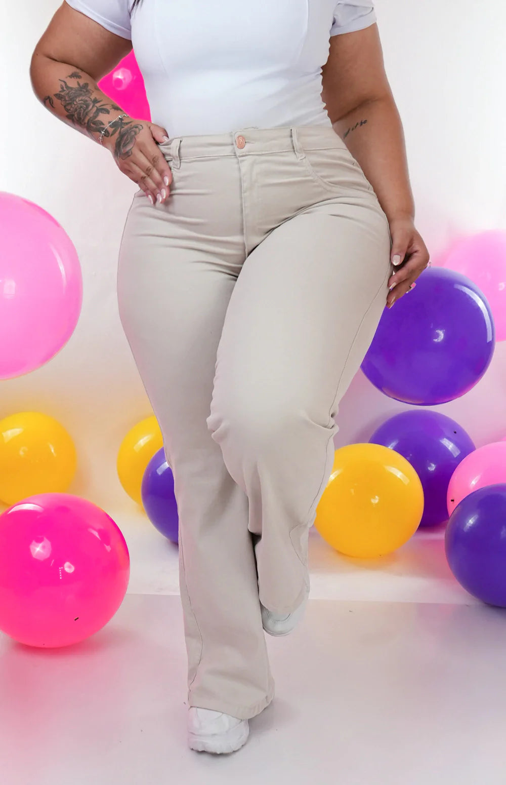 CALÇA FEMININA - WIDE LEG NUDE CHIC