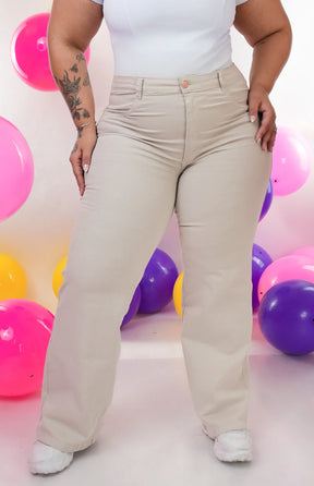 CALÇA FEMININA - WIDE LEG NUDE CHIC