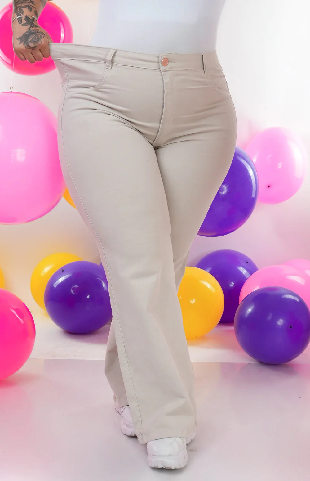 CALÇA FEMININA - WIDE LEG NUDE CHIC
