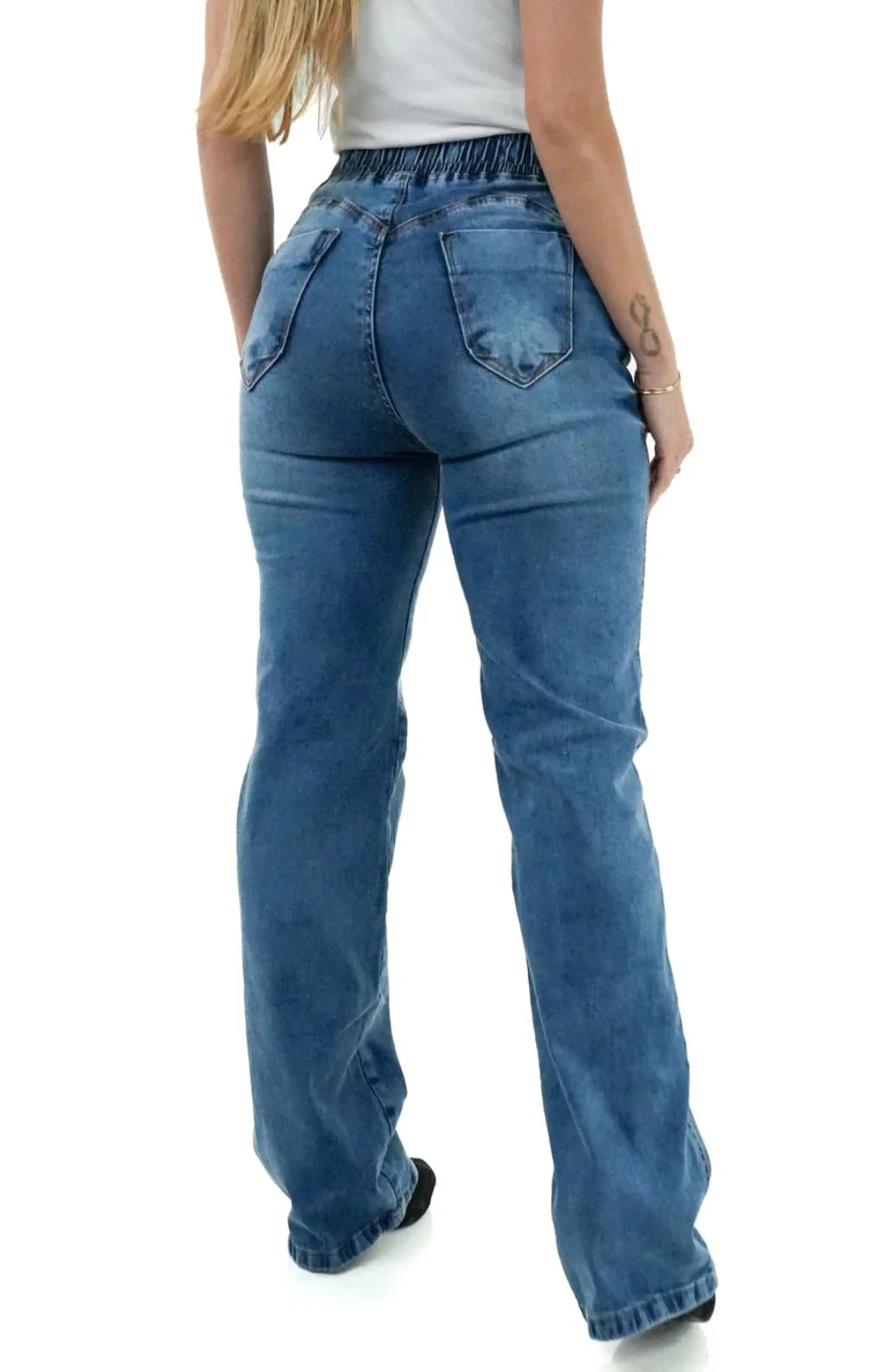 CALÇA JEANS FEMININA - WIDE LEG CINTURA ELÁSTICA MALDIVAS